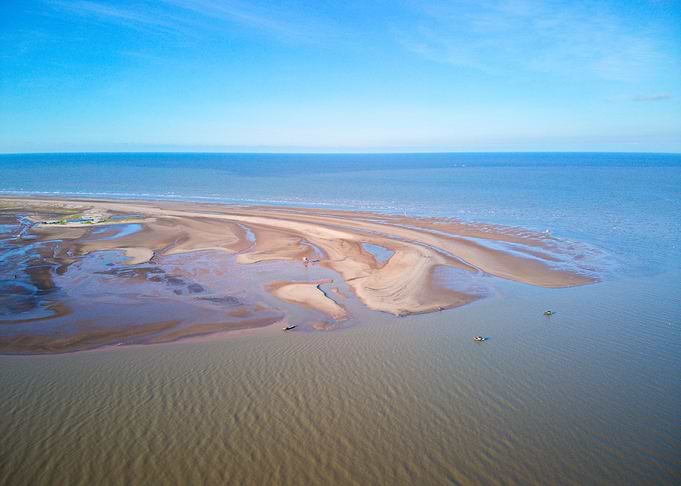 Aerial view of sandbank