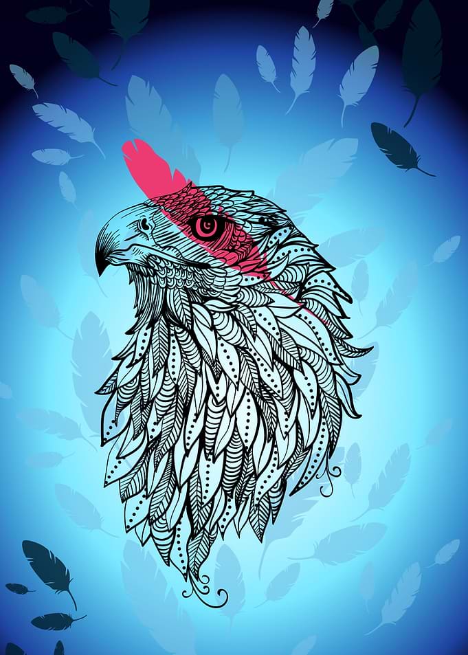 Mandala Eagle Feather Blue