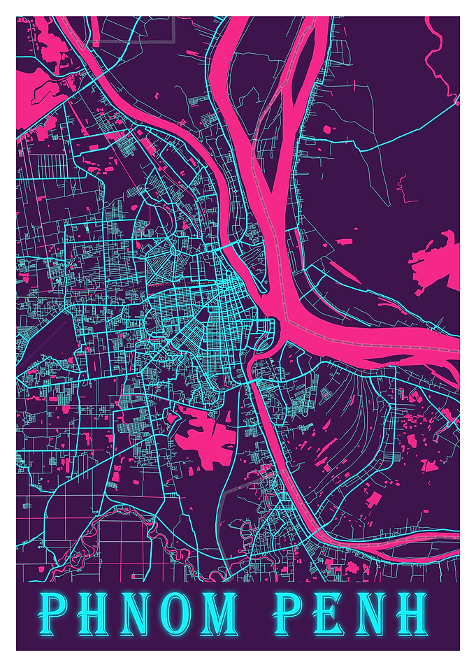 Phnom Penh Neon City Map