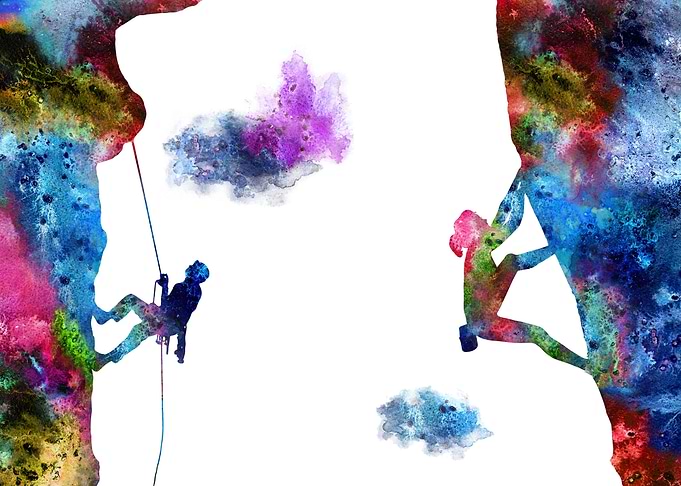 Rock climbing couple