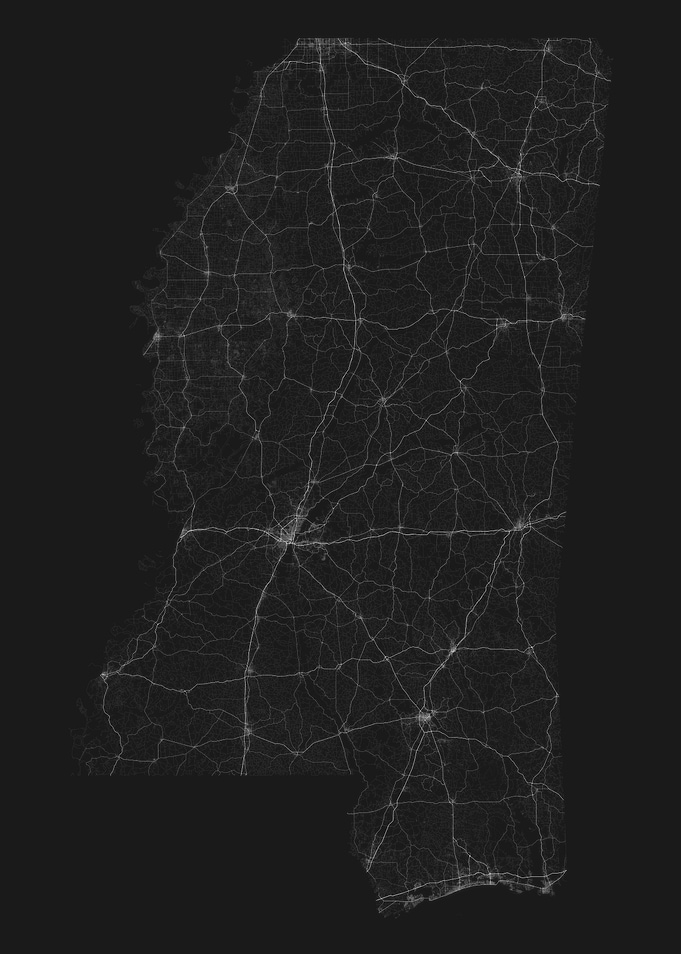 Roads of Mississippi Map