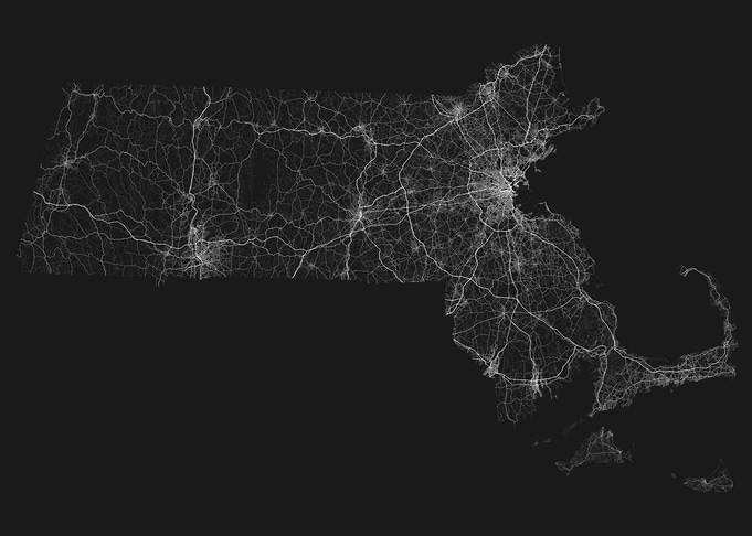 Roads of Massachusetts Map