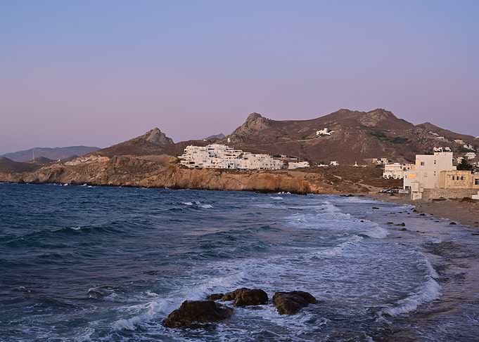 Pink Sky Sea Naxos village