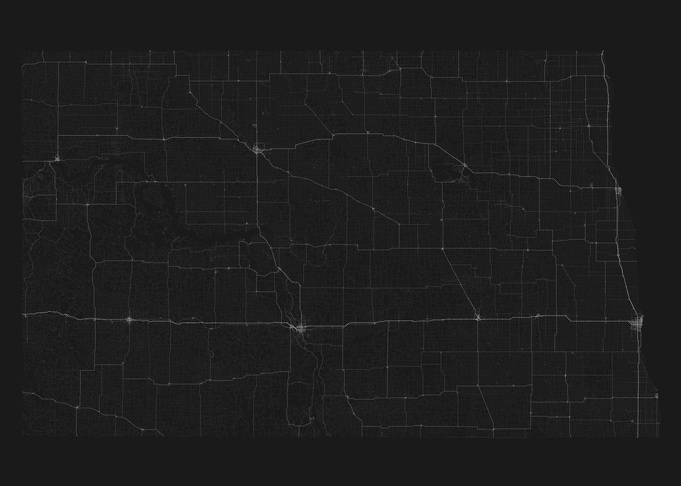 Roads of North Dakota Map