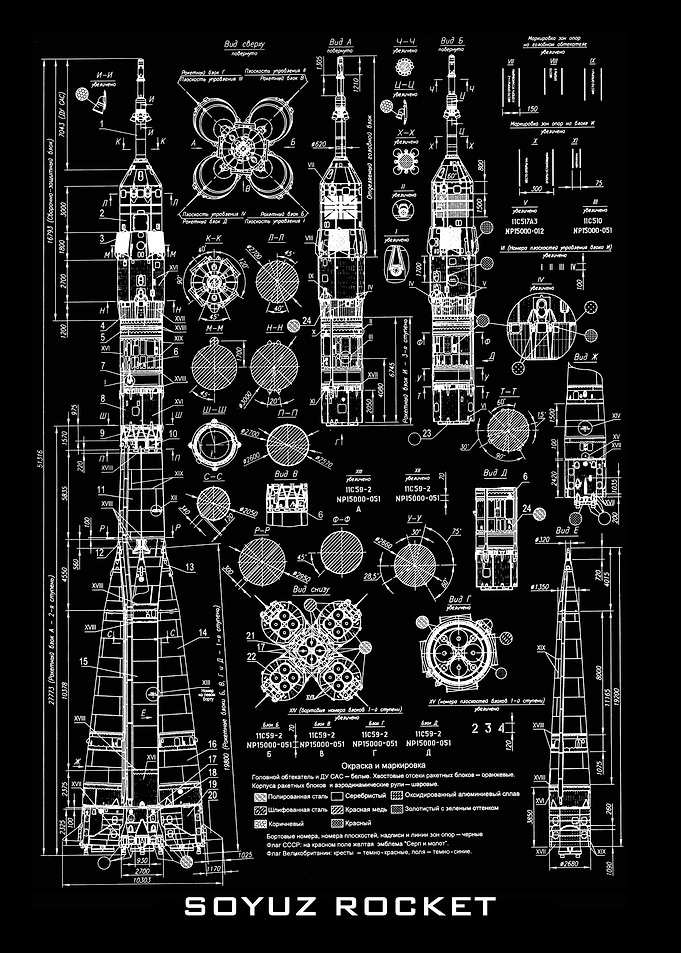 soyuz rocket bk blueprints
