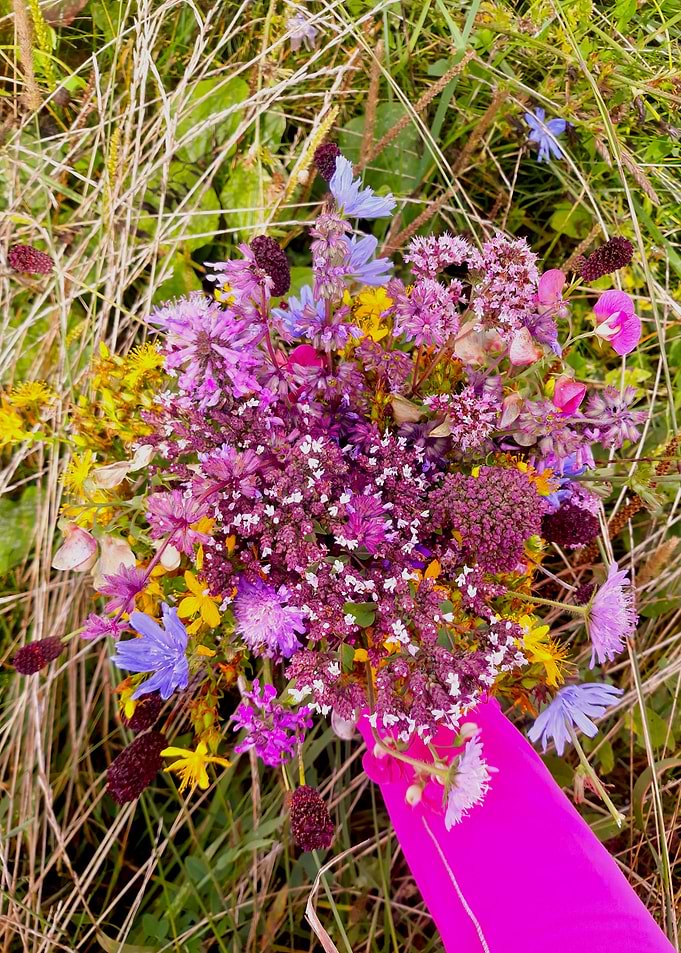 Purple wildflowers bouquet
