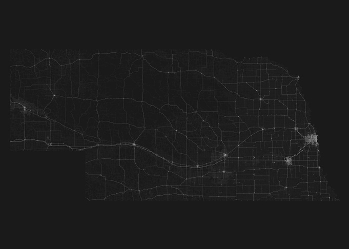 Roads of Nebraska Map