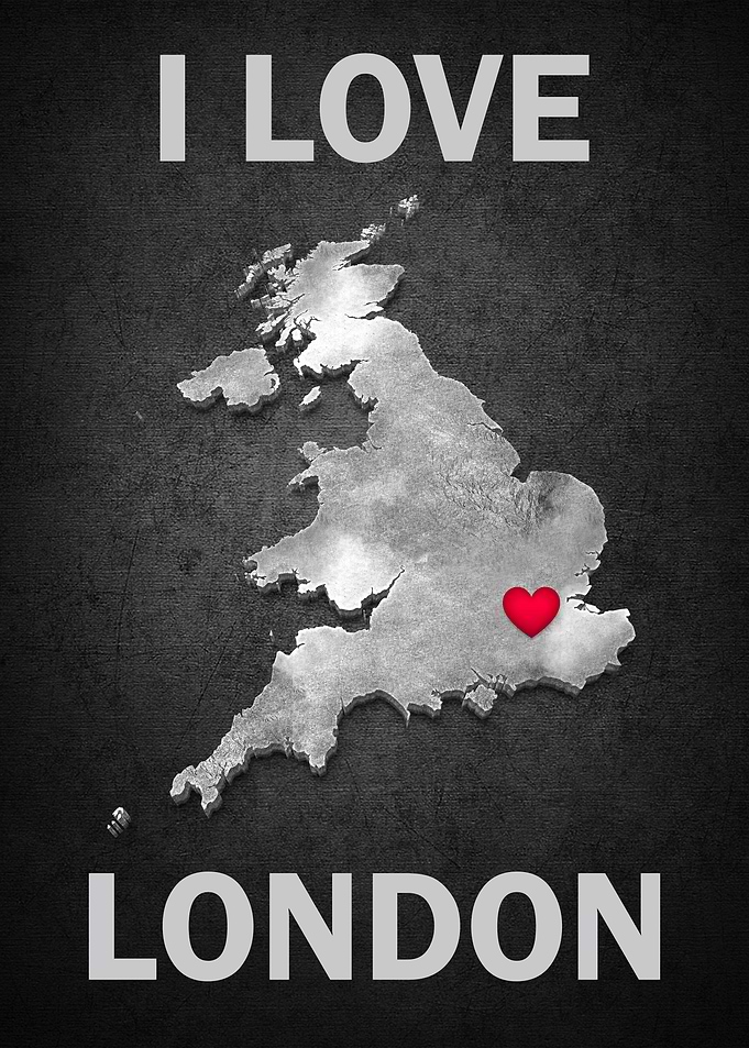 I Love London England Map