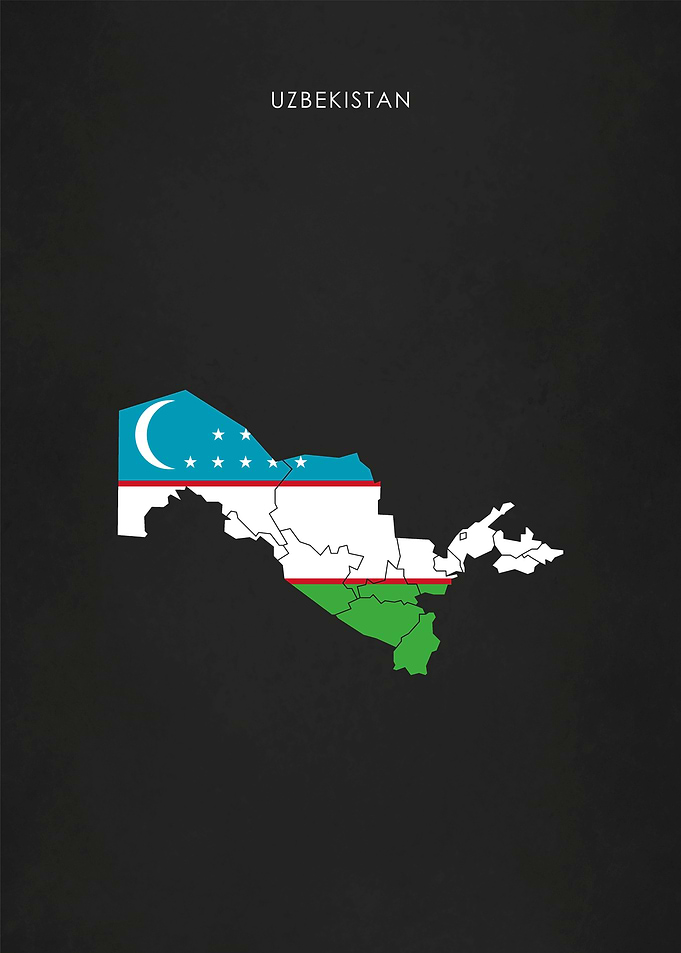 Uzbekistan Flag Map