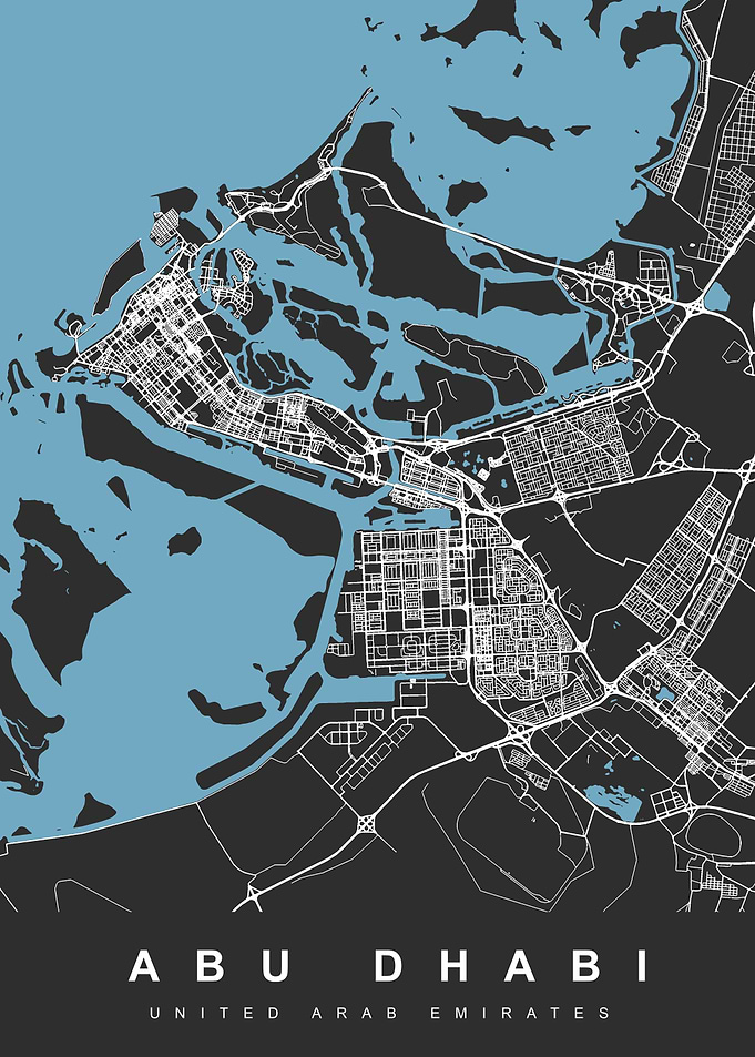 ABU DHABI Map Black