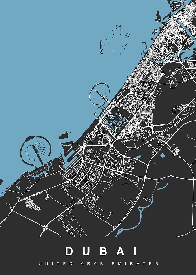 DUBAI Map Black