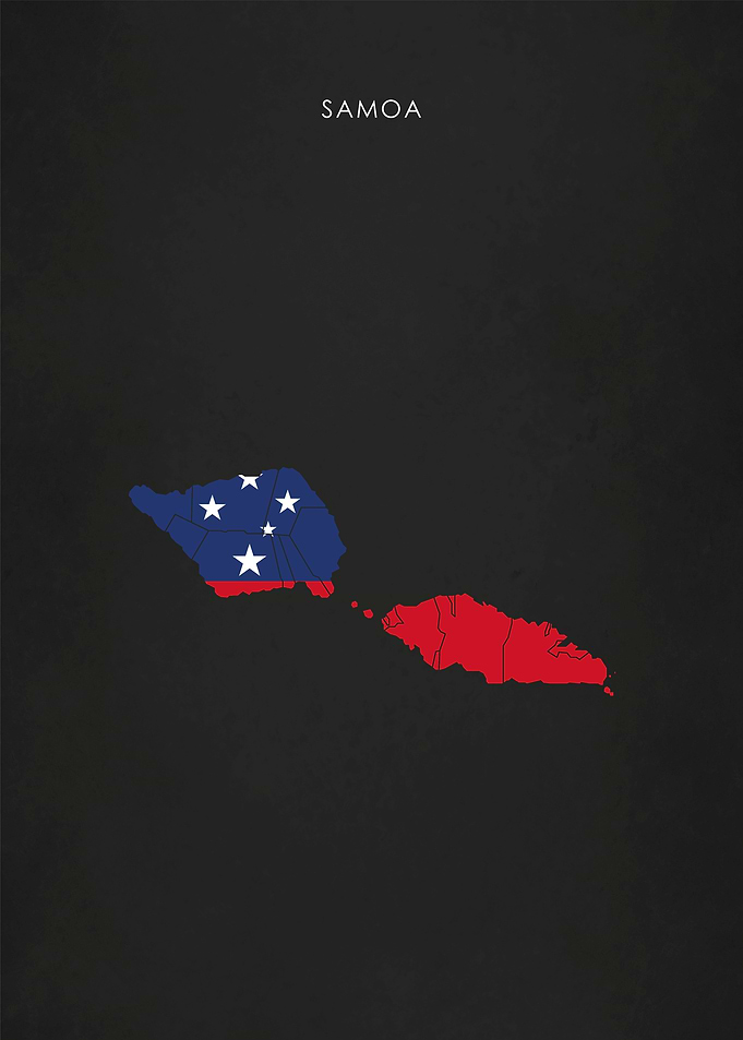 Samoa Islands Flag Map