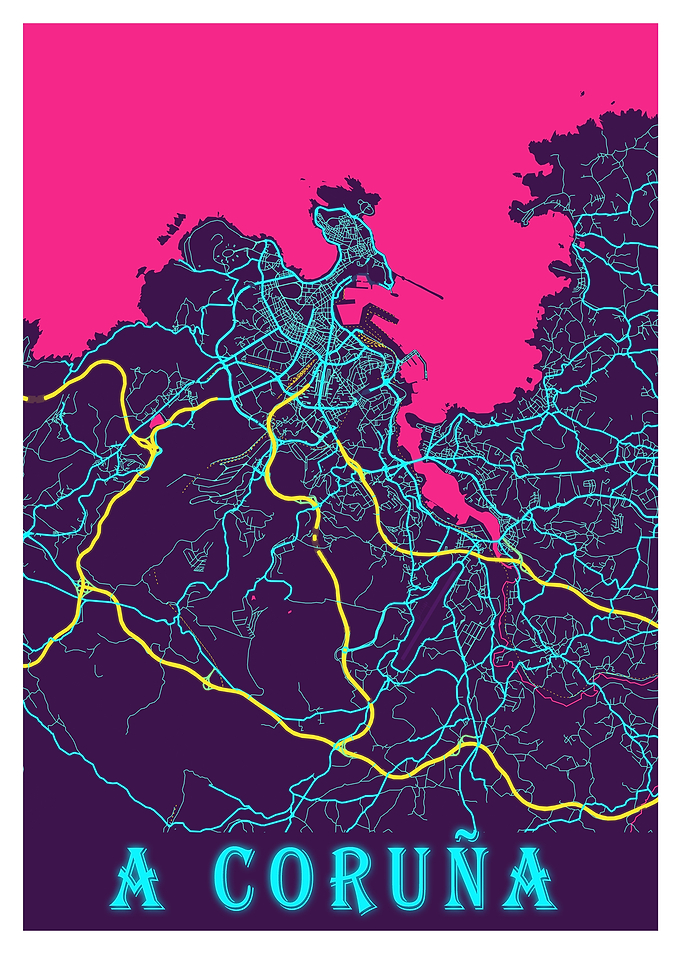 A Corua Neon City Map