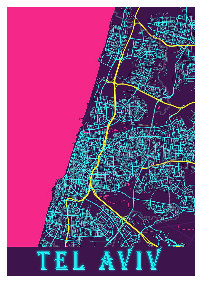 Tel Aviv Neon City Map