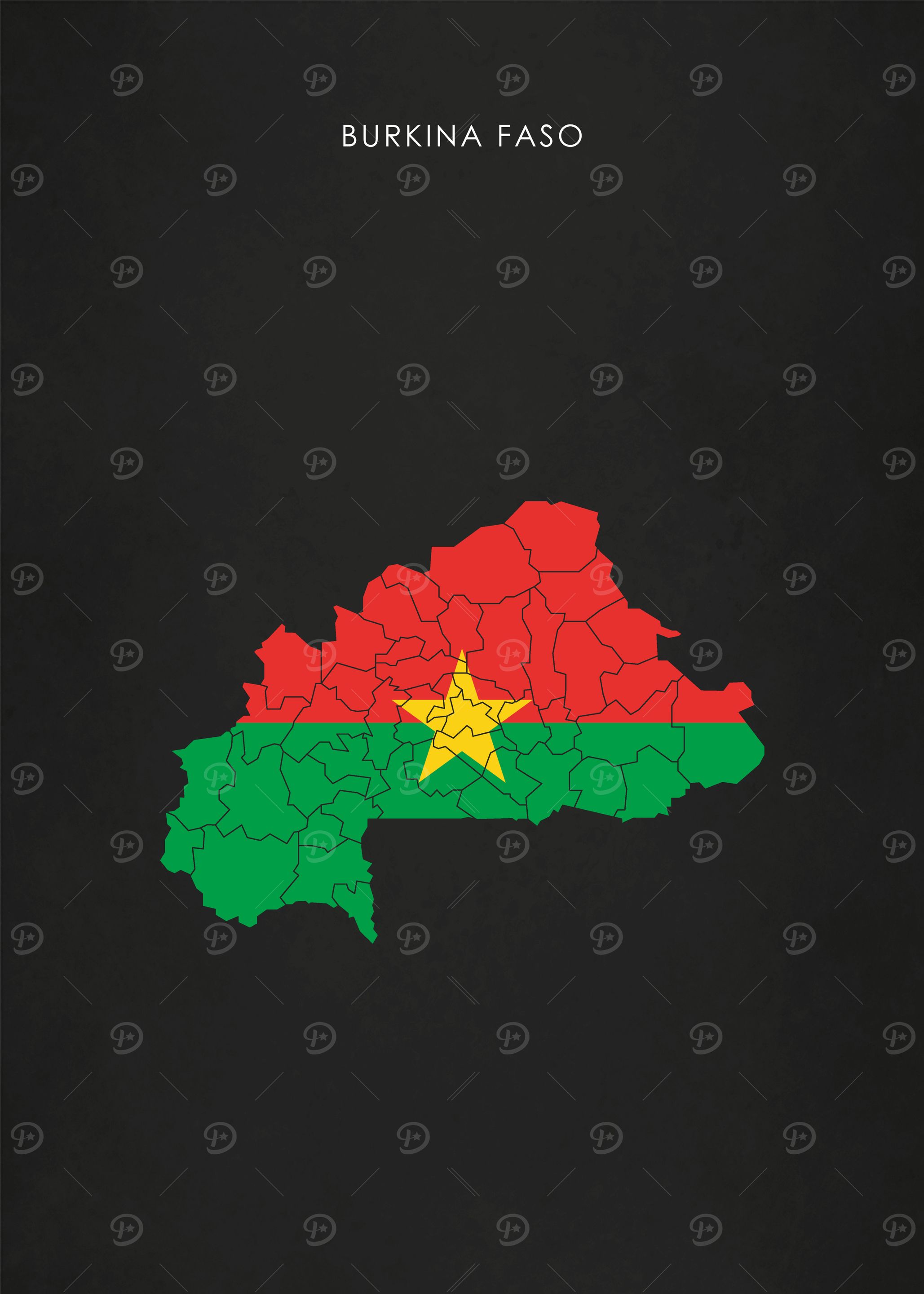 Burkina Faso Flag Map