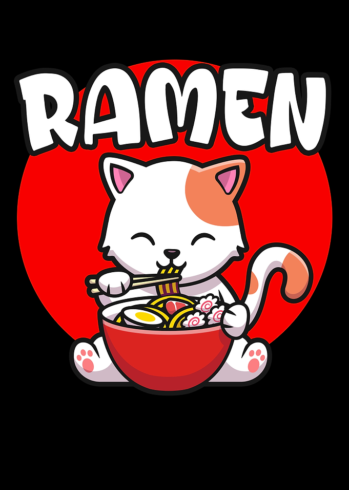 Cute Cat eating Ramen
