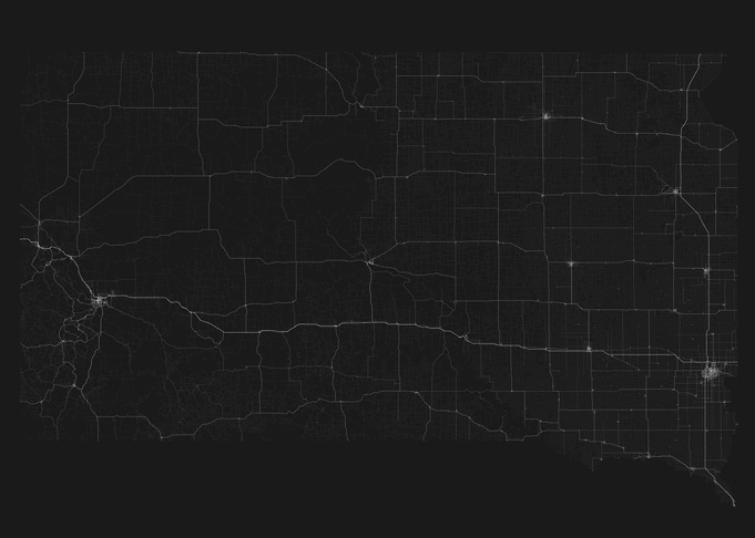 Roads of South Dakota Map