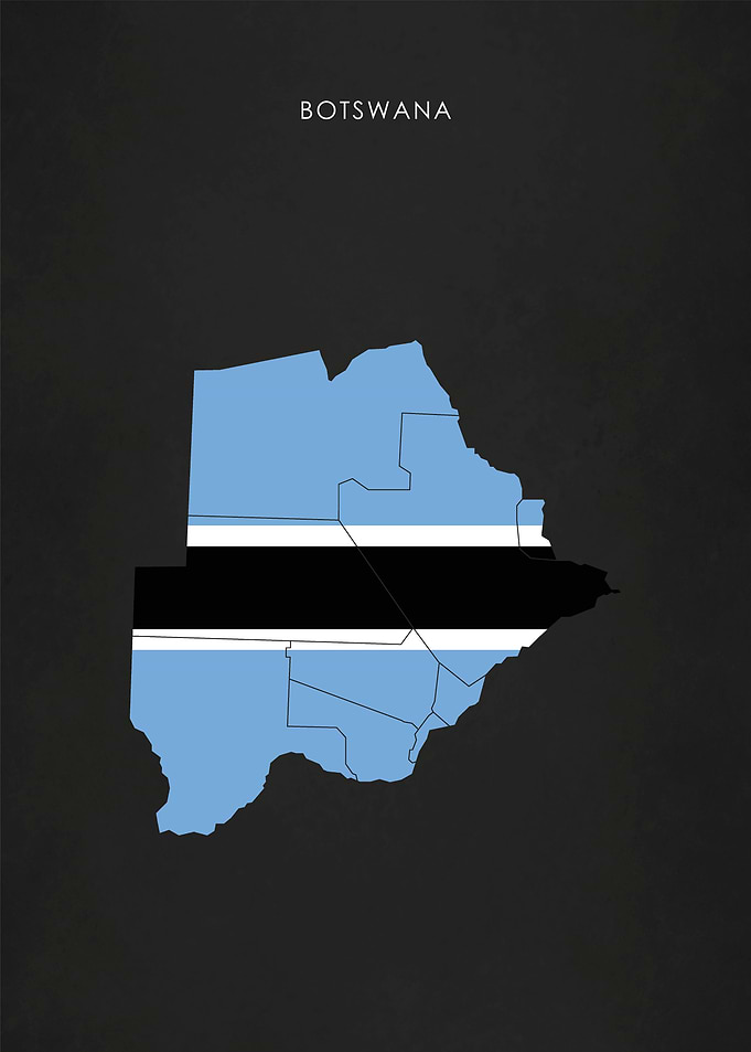 Botswana Flag Map Africa