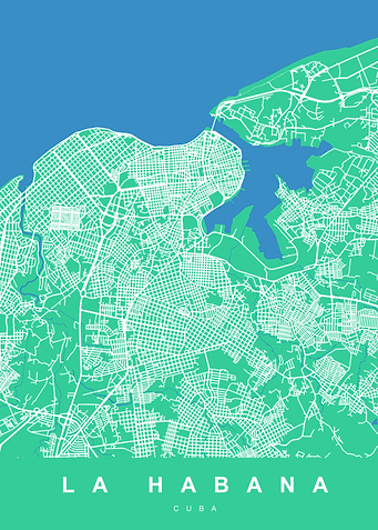 LA HABANA Map Cuba Green