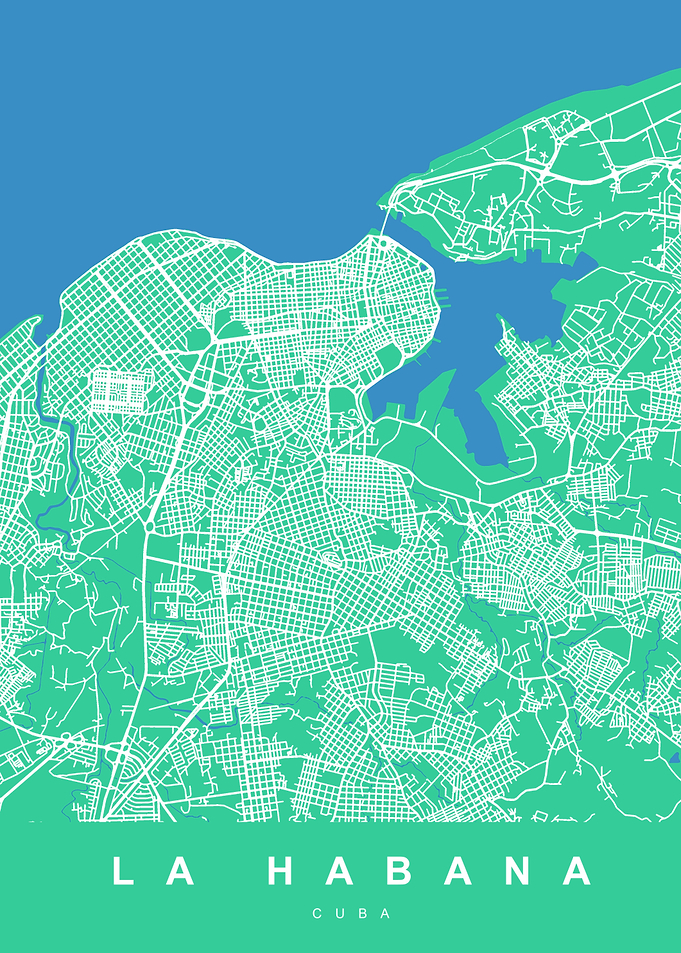 LA HABANA Map Cuba Green