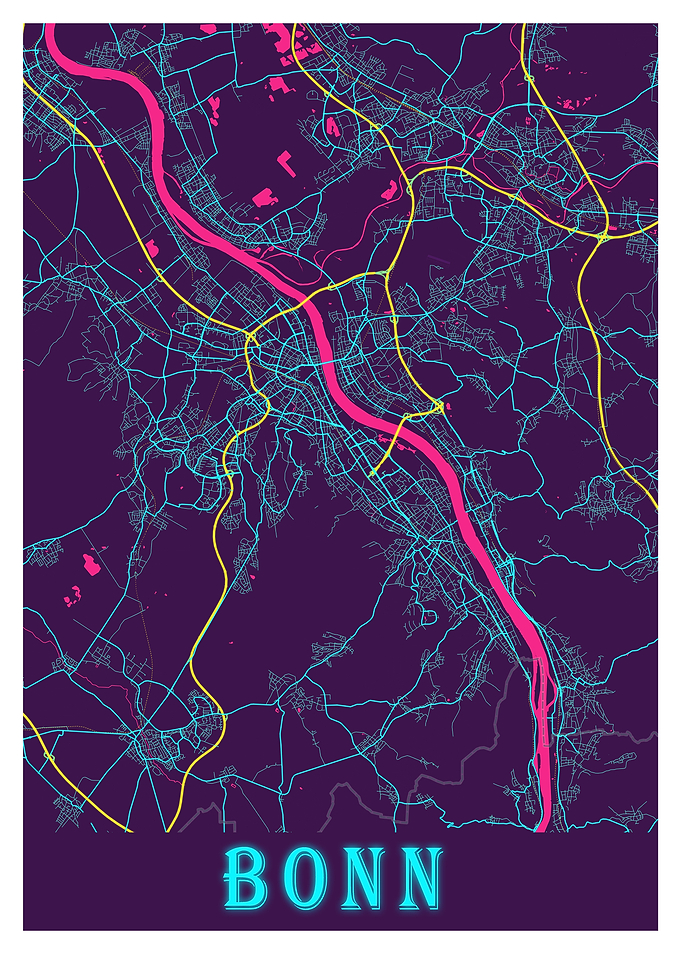 Bonn Neon City Map