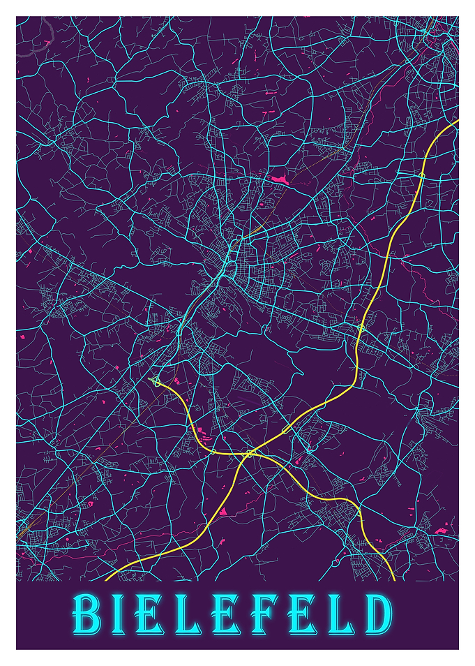 Bielefeld Neon City Map