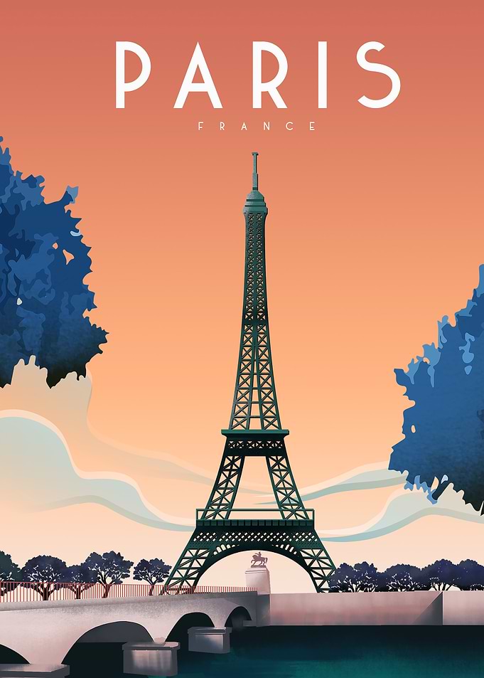 Paris france trave poster