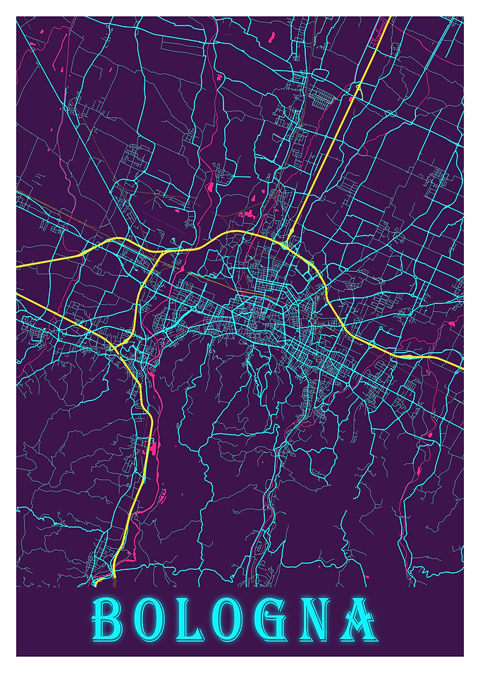 Bologna Neon City Map