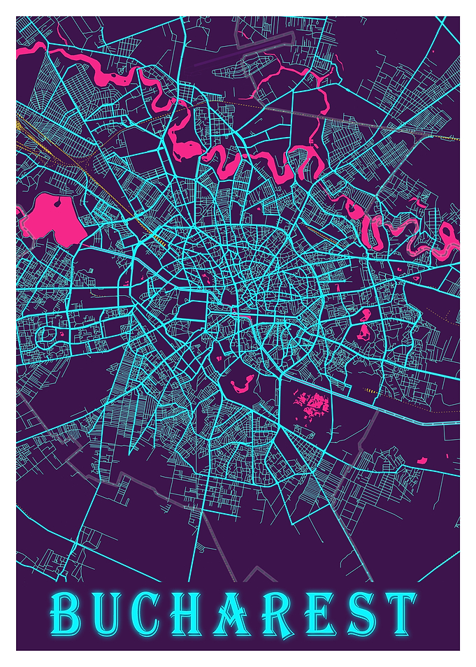 Bucharest Neon City Map
