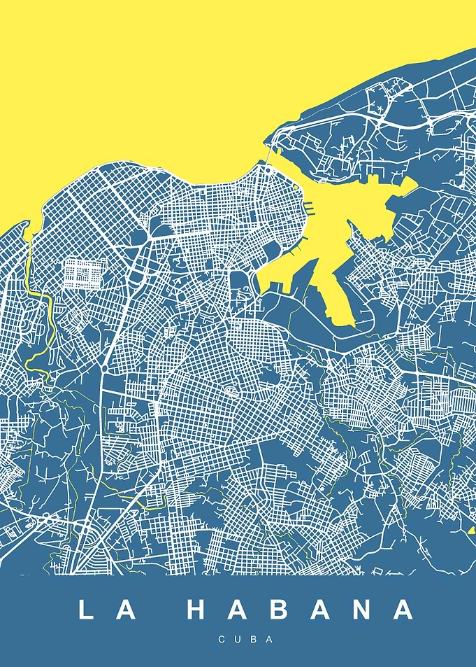 LA HABANA Map Cuba Blue