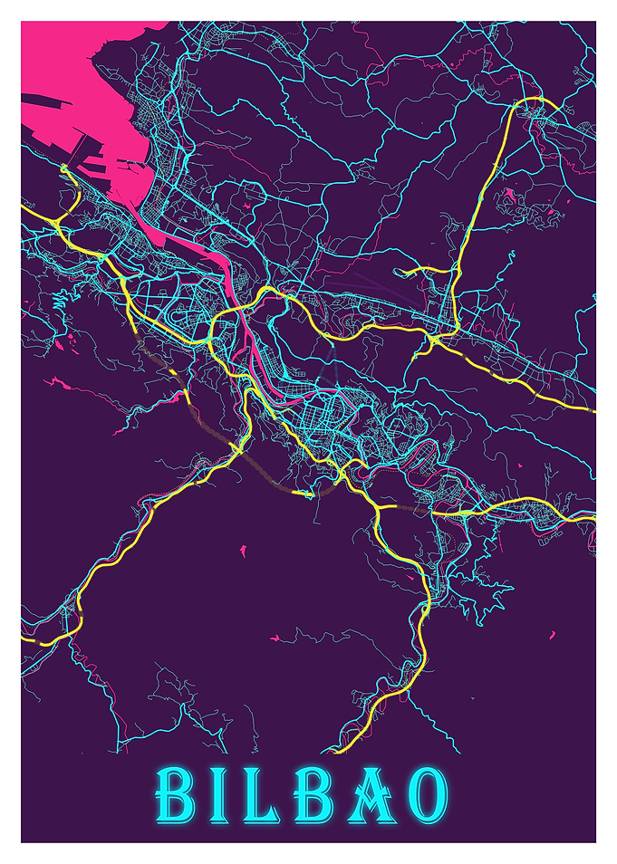Bilbao Neon City Map