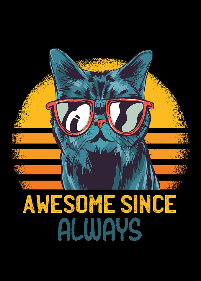 Awesome Black Cat Retro
