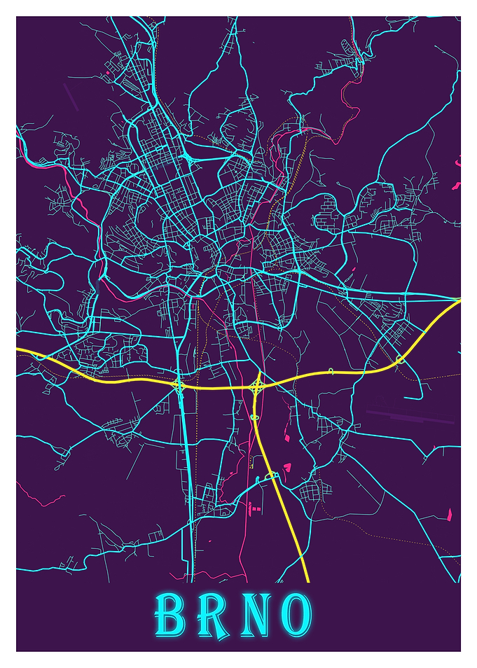 Brno Neon City Map