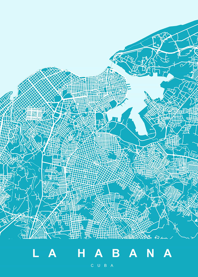 LA HABANA Map Cuba Aqua