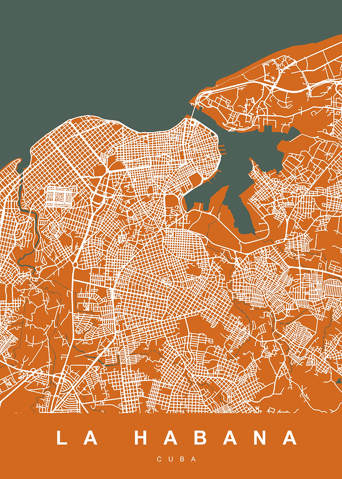 LA HABANA Map Cuba Orange