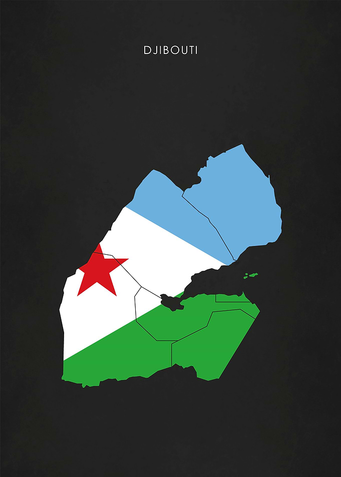Djibouti Flag Map Africa