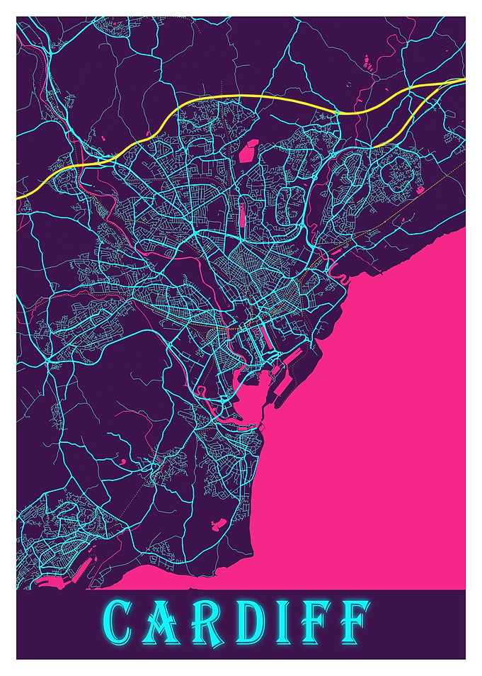Cardiff Neon City Map