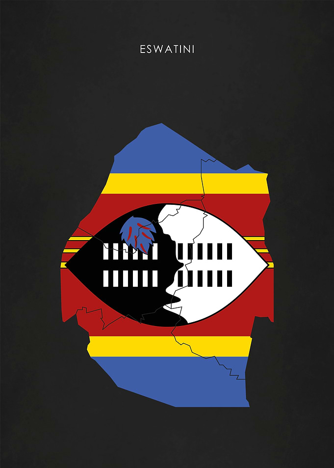 Eswatini Flag Map Africa