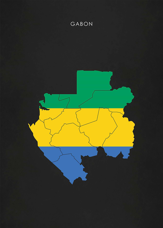 Gabon Flag Map Africa