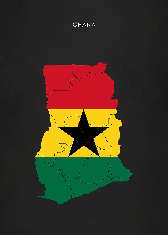 Ghana Flag Map Africa