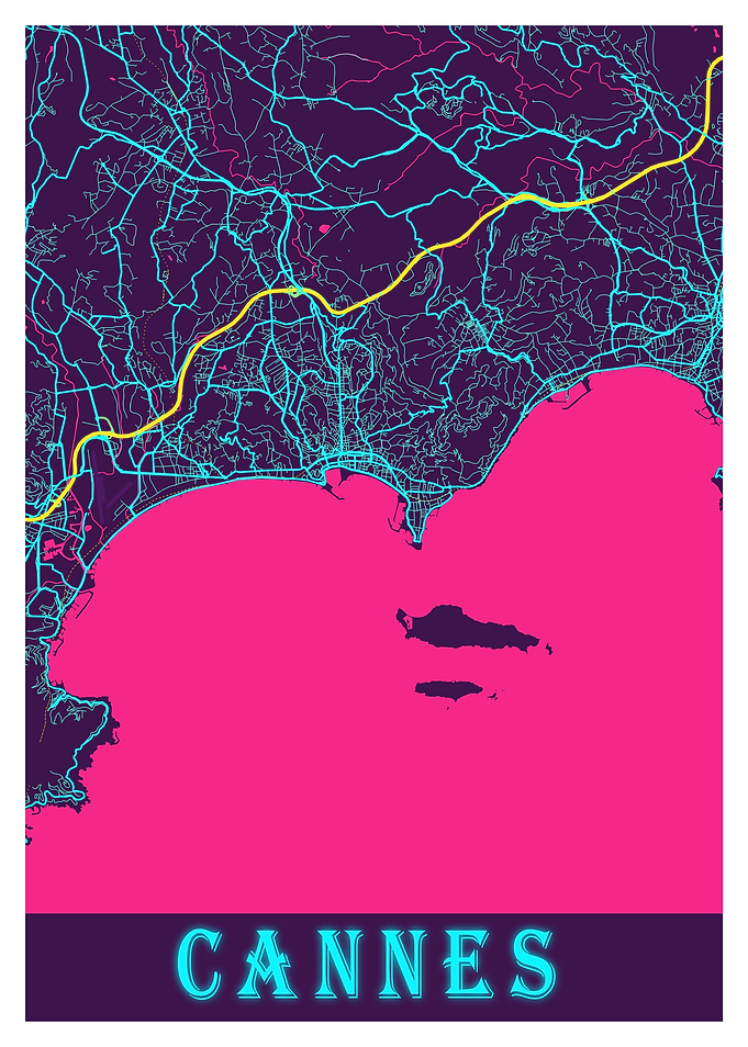 Cannes Neon City Map