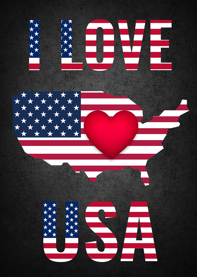 I Love America USA Map