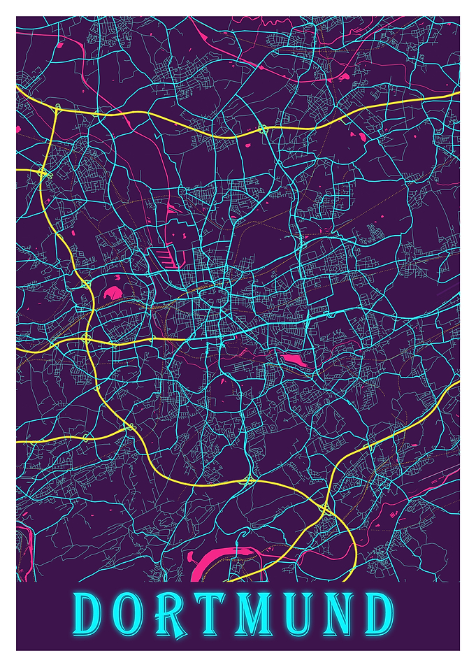 Dortmund Neon City Map