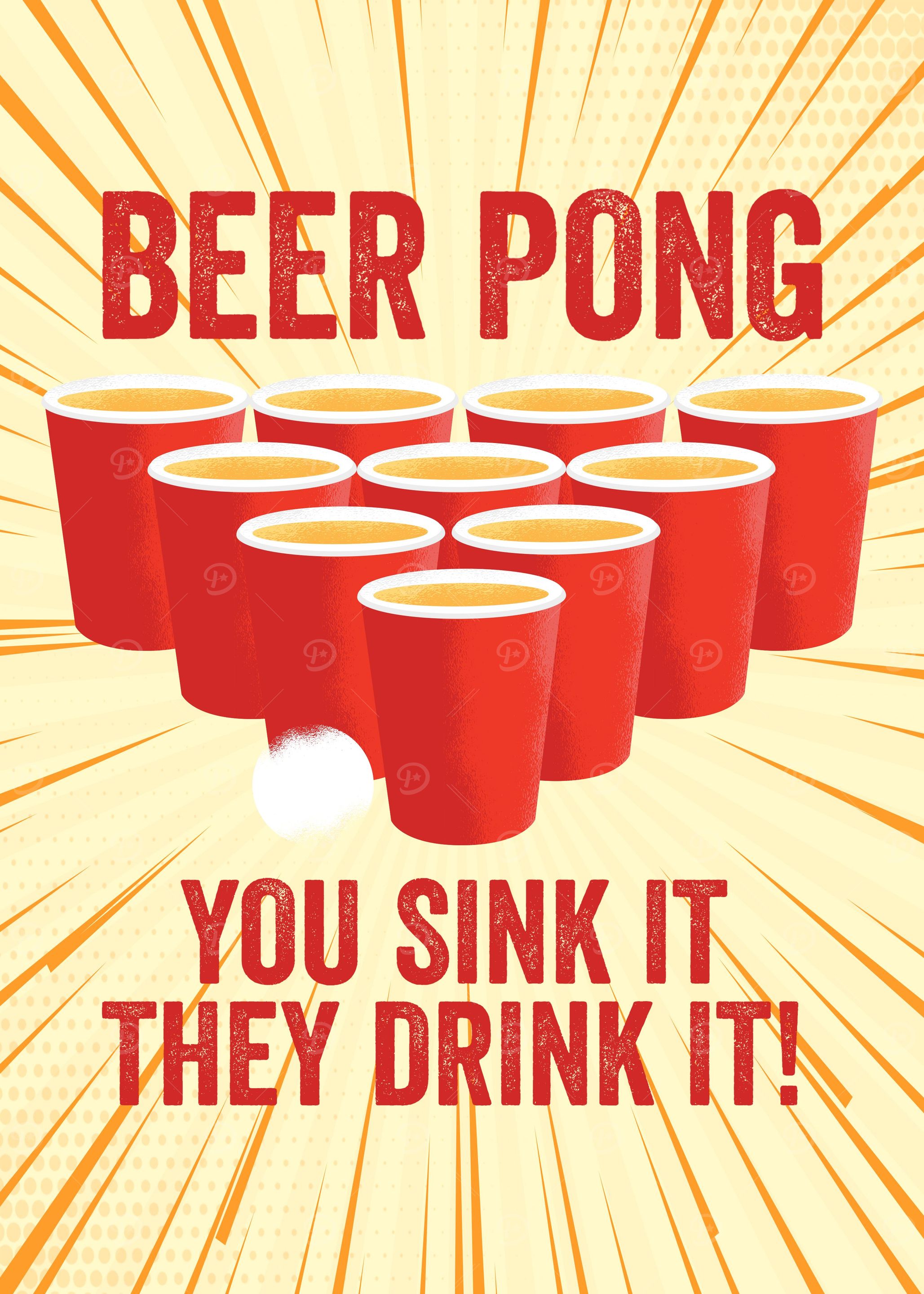 Beer Pong Vintage Poster
