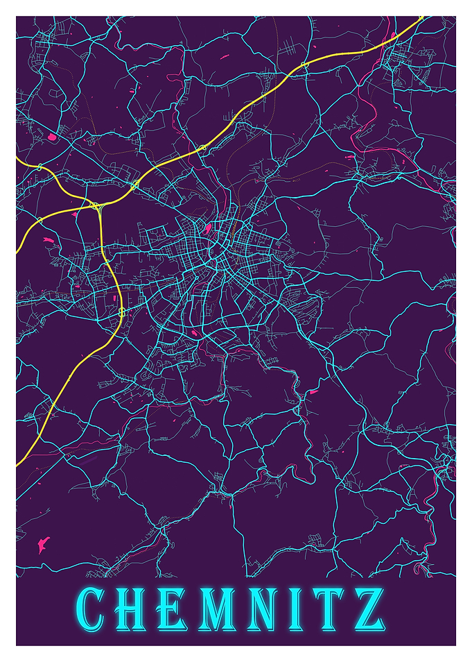 Chemnitz Neon City Map
