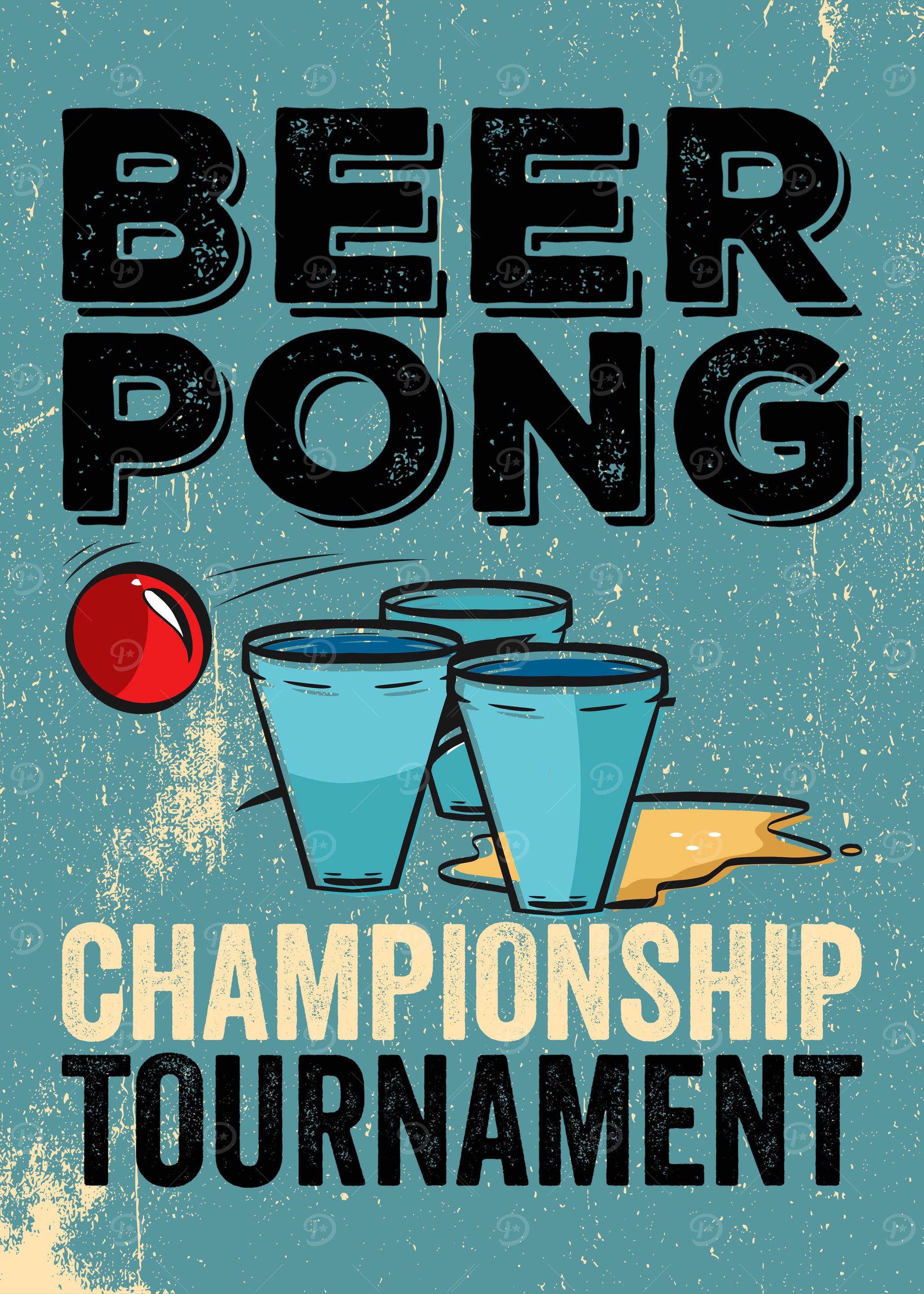 Beer Pong Vintage Poster