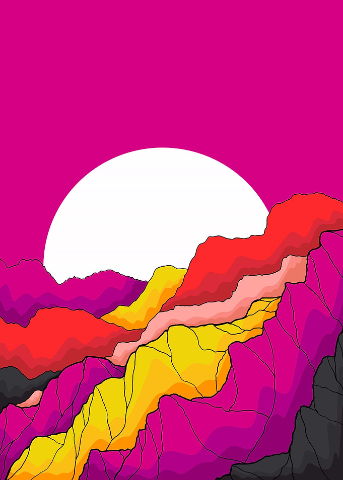 Hot pink mountain fields