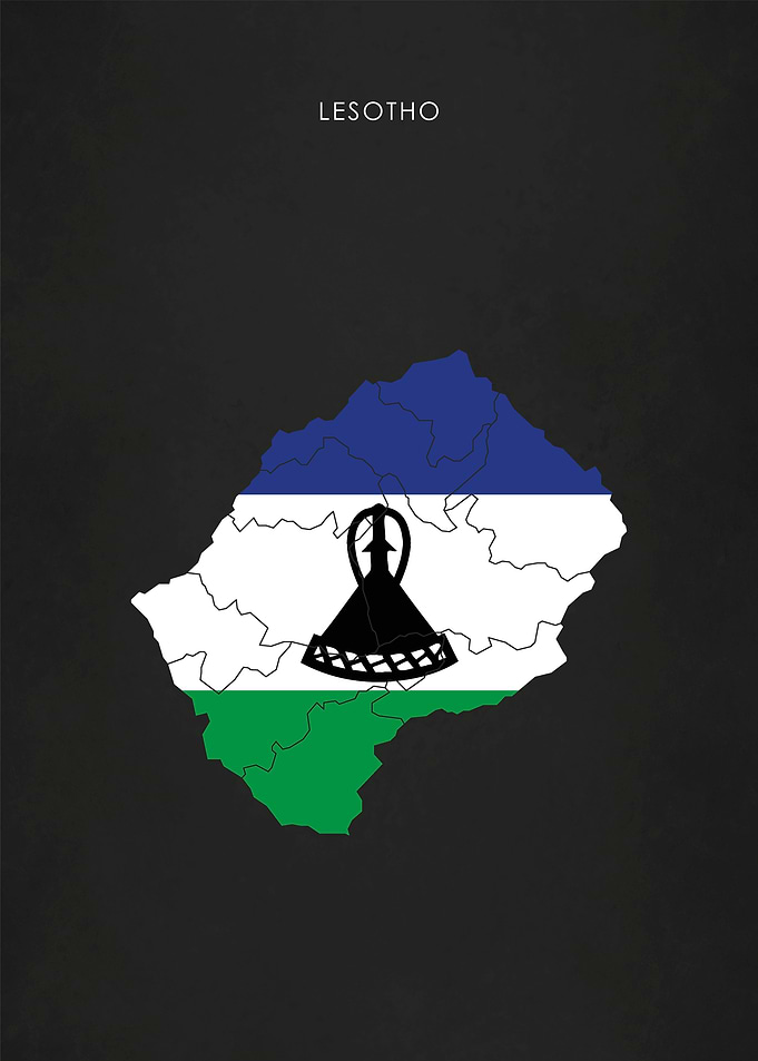 Lesotho Flag Map