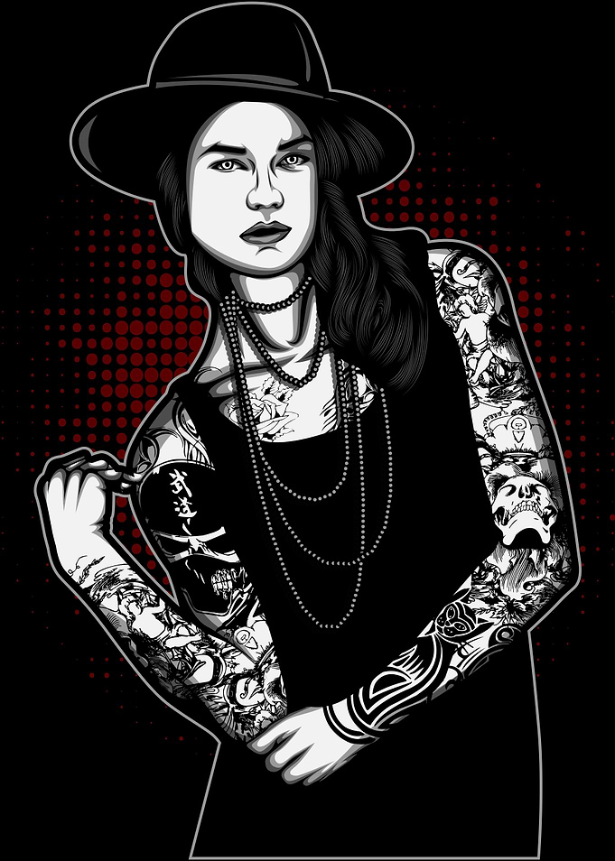 Tattoo Woman with hat