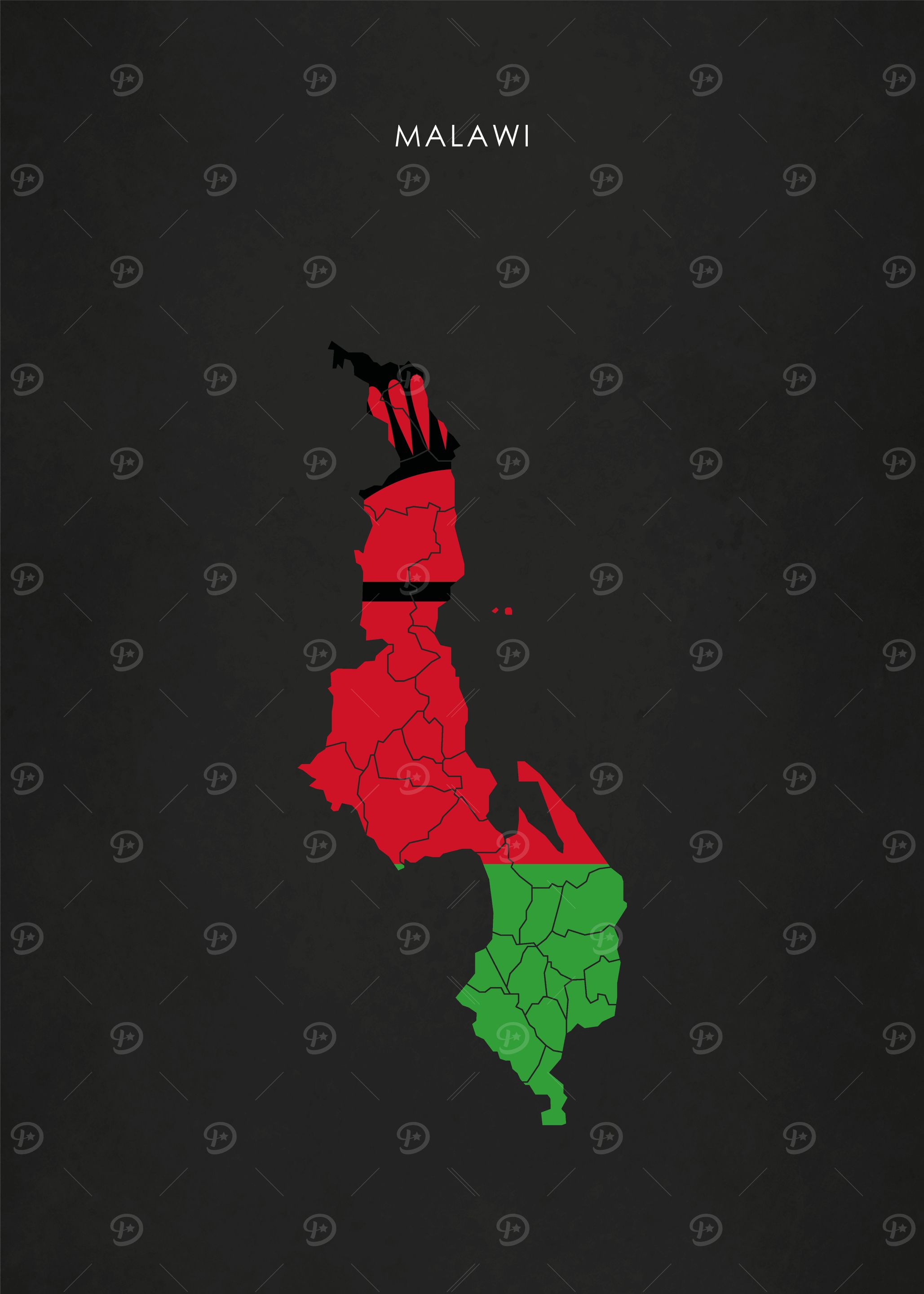 Malawi Flag Map Africa